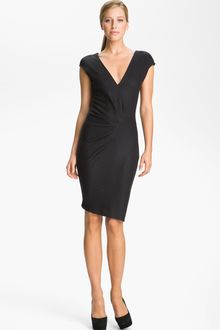 Halston Heritage Wrap Detail Wool Dress - Lyst