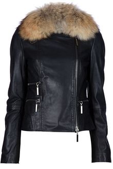Hotel Particulier Fur Collar Biker Jacket - Lyst