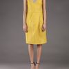 Lela Rose Crystal Embroidered Dress in Yellow (marigold) - Lyst