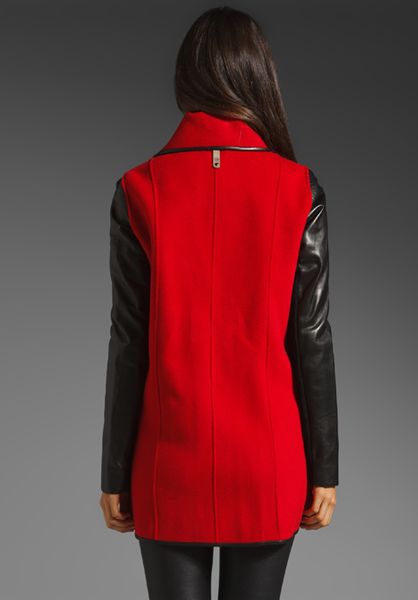 Mackage Chic Wool Boa Coat in Red | Lyst