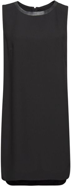 Mango Leather Effect Panels Dress in Black - Lyst