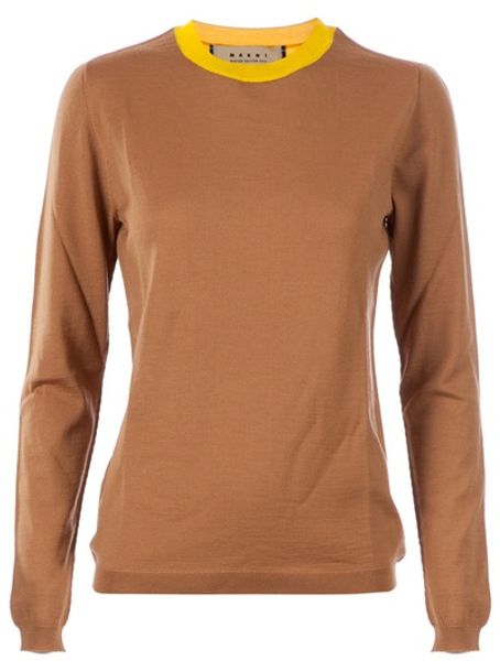 Marni Round Neck Jumper in Brown - Lyst