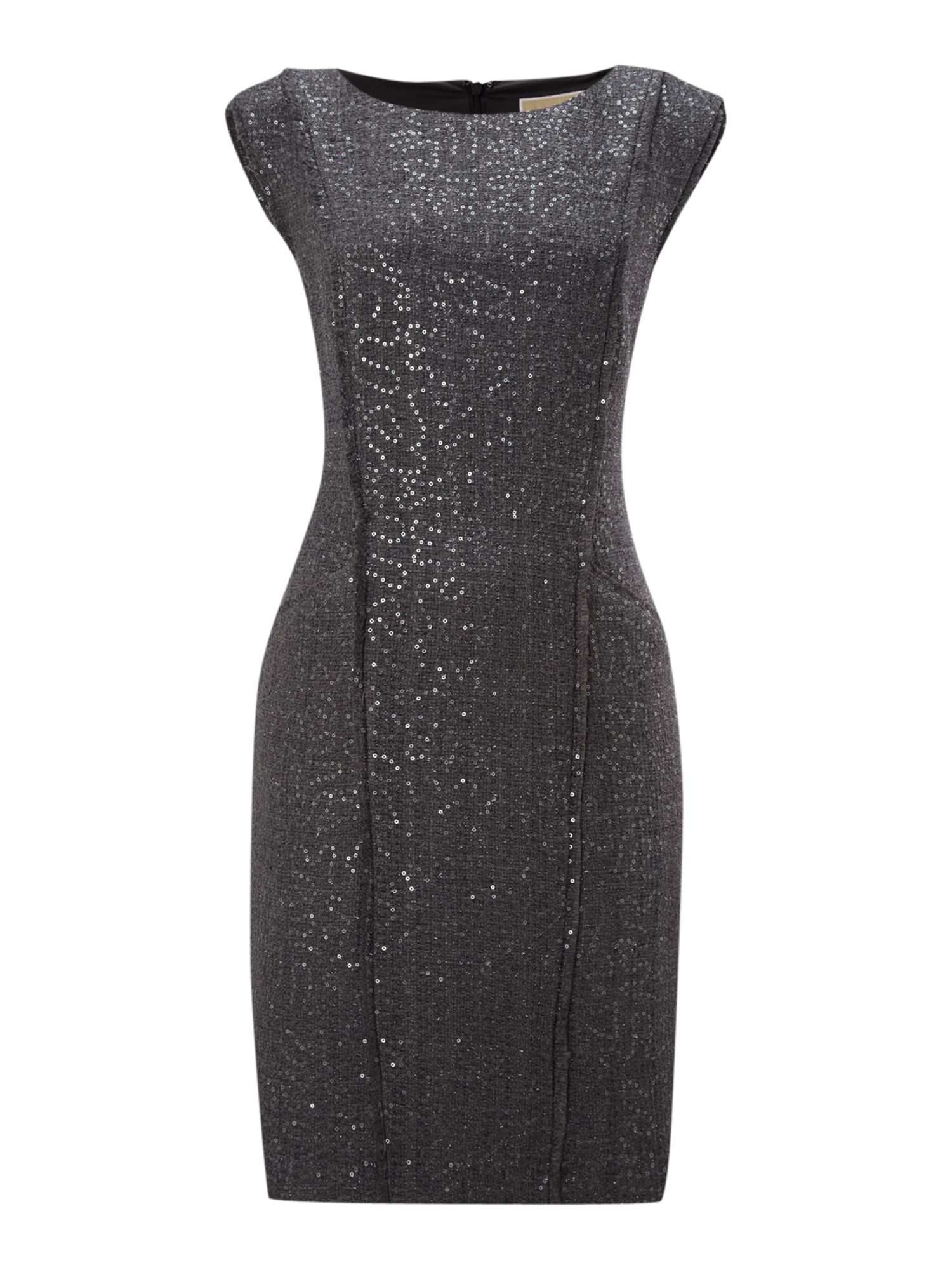 gray sequin gown