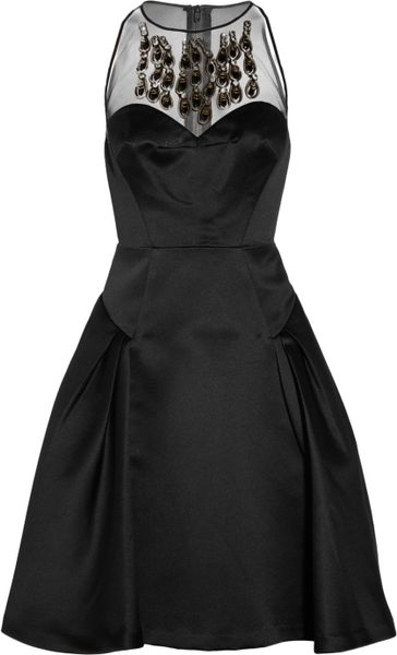 Milly Aviana Embellished Sateen Dress in Black - Lyst