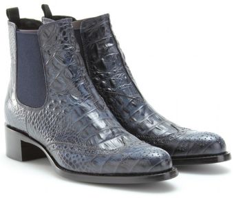 Miu Miu Croco Embossed Chelsea Boots - Lyst