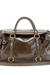 Miu Miu Bow Glazed Leather Tote