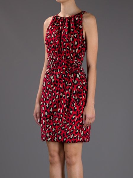 Moschino Cheap & Chic Leopard Print Dress in Red (leopard) | Lyst