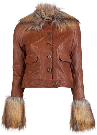 Rachel Zoe Fur Collar Leather Jacket - Lyst