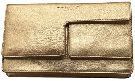Rochas Double Flap Clutch in Gold - Lyst