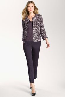 St. John Collection Collarless Tweed Knit Jacket - Lyst