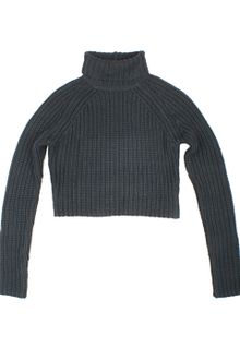T By Alexander Wang Chunky Half Cardigan Cropped Turtleneck - Lyst