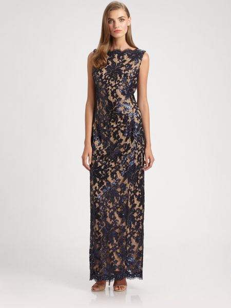 tadashi sequin lace gown