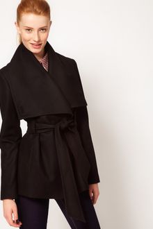 Ted Baker Big Collar Belted Short Coat - Lyst