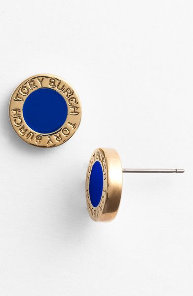 Tory Burch Cole Stud Earrings in Blue (persian blue/ gold) - Lyst