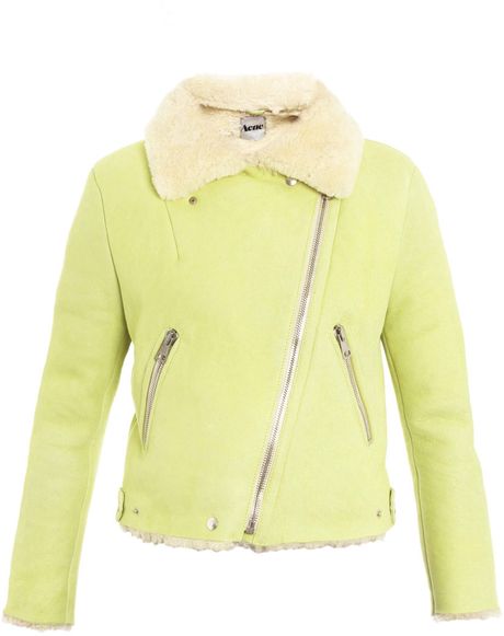 Acne Rita Shearling Jacket in Yellow - Lyst