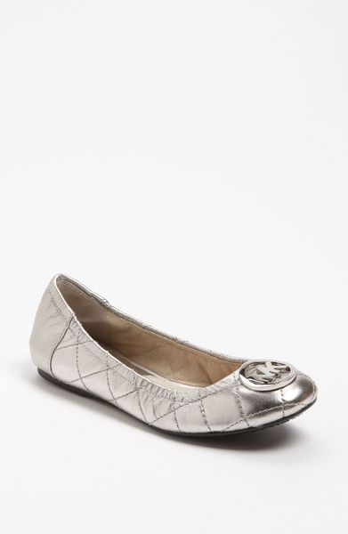 Michael By Michael Kors Fulton Ballet Flat in Silver (new nickel) - Lyst