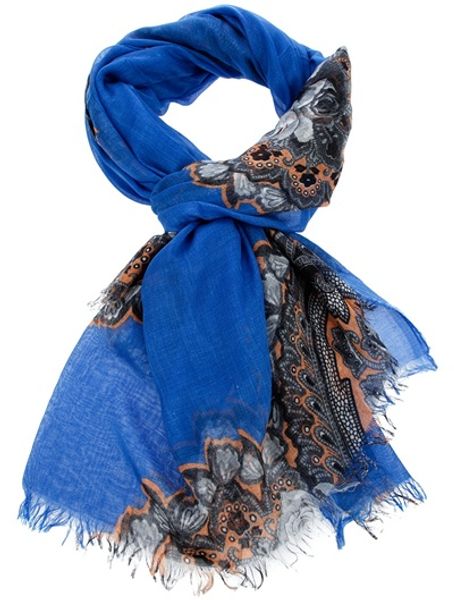 Stella Mccartney Fringed Scarf in Blue (sky) - Lyst