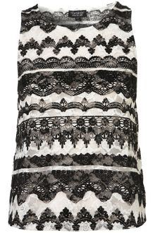 Topshop Baroque Velvet Lace Shell Top - Lyst