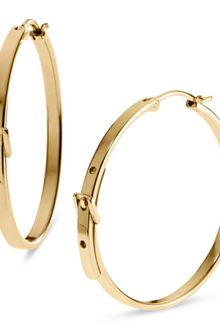 Michael Kors Gold Tone Buckle Hoop Earrings - Lyst