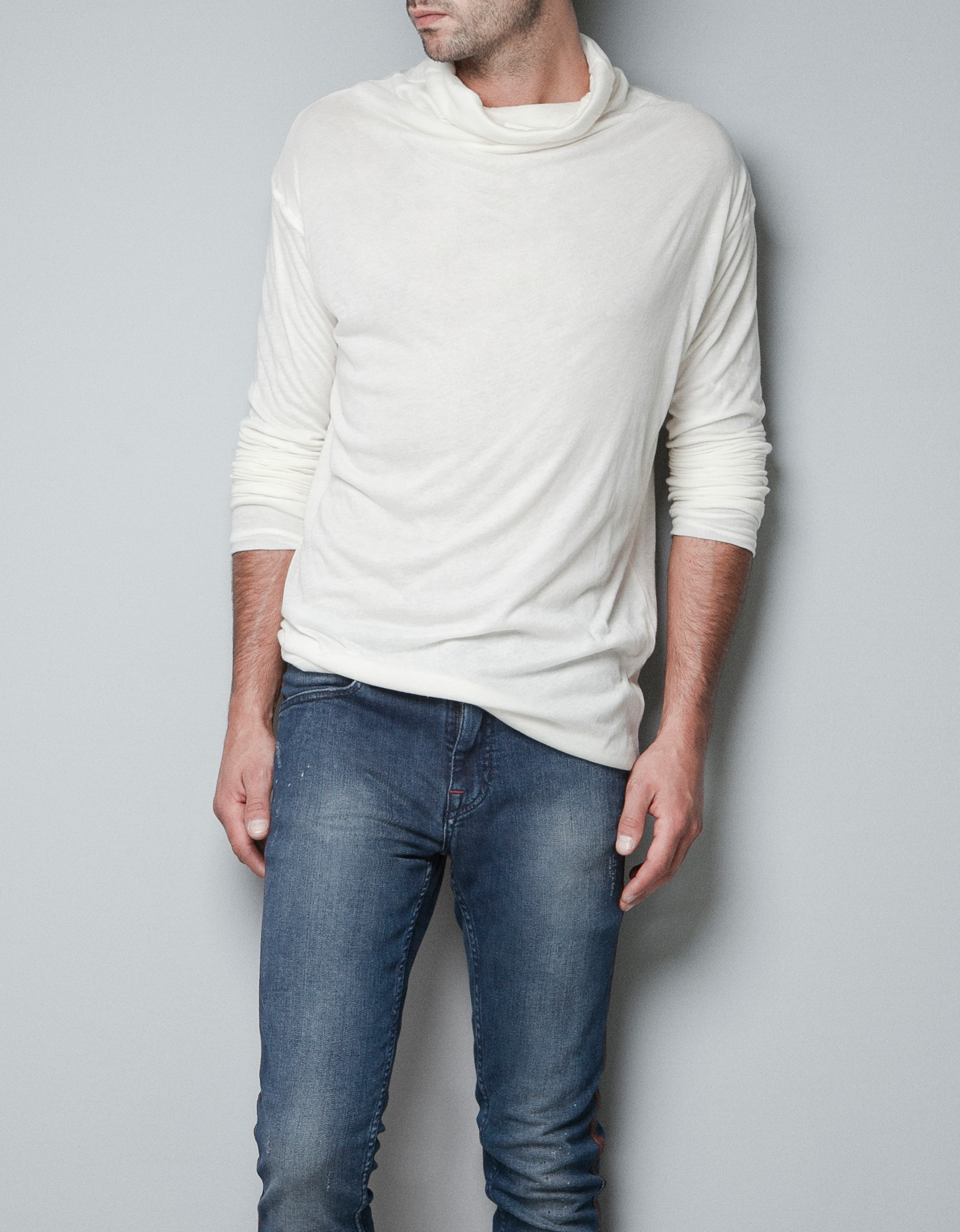 Zara Turtleneck Tshirt in Beige for Men (natural) Lyst