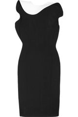 Lanvin Contrast Ruffle Scuba Jersey Dress