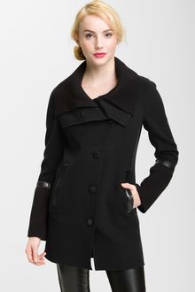 Mackage Knit Leather Trim Coat - Lyst