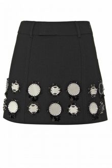 Miu Miu Crepe Skirt with Mirrored Appliqué - Lyst