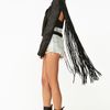 Nasty Gal Ascii Leather Moto Jacket Fringe in Black - Lyst