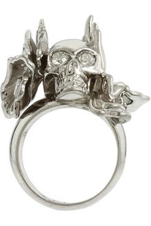 Alexander McQueen Skull Cocktail Ring Ottone - Lyst
