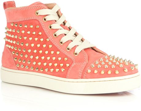 Christian Louboutin Classic Louis Spike Hightop Trainers in Pink - Lyst