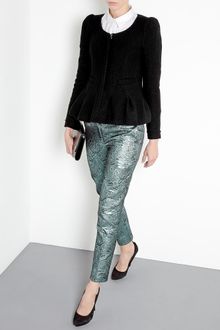 Carven Peplum Hem Boiled Wool Jacket - Lyst