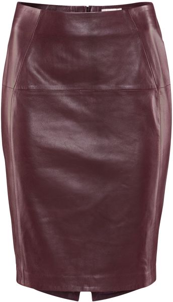 H&m Leather Skirt in Purple (burgundy) - Lyst