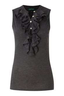 Lauren by Ralph Lauren Hellen Sleeveless Ruffle Front Vest - Lyst
