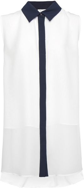 Mango Contrasted Line Blouse in White (off white) - Lyst