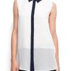 Mango Contrasted Line Blouse in White (off white) - Lyst
