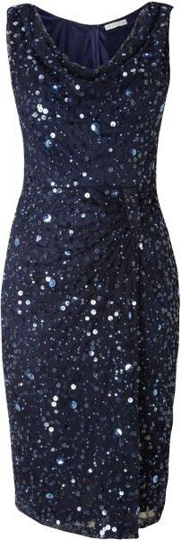 Shubette Cowl Neck Sequin Dress in Blue (midnight) | Lyst