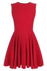 Alexander McQueen Cherry Crepe Wool Circle Minidress