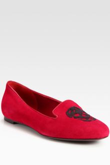Alexander McQueen Suede Sequin Skull Smoking Slippers - Lyst