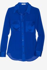 Equipment Exclusive Slim Signature Satin Contrast Blouse