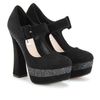 Miu Miu Glitter Platform Maryjanes in Black - Lyst