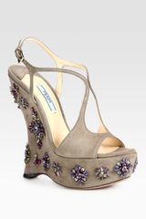 Prada Jeweled Suede Sandals