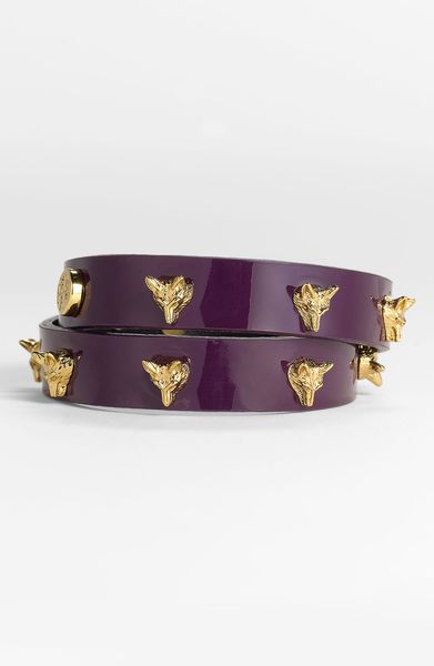 Tory Burch Foxhead Studded Wrap Bracelet in Purple (pretty violet/ gold) - Lyst