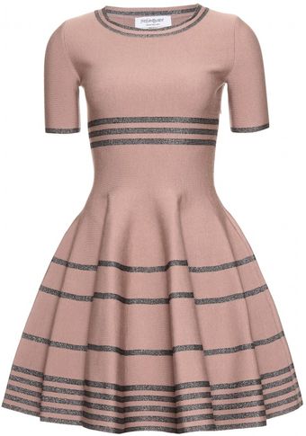 Yves Saint Laurent Striped Lamé Dress - Lyst
