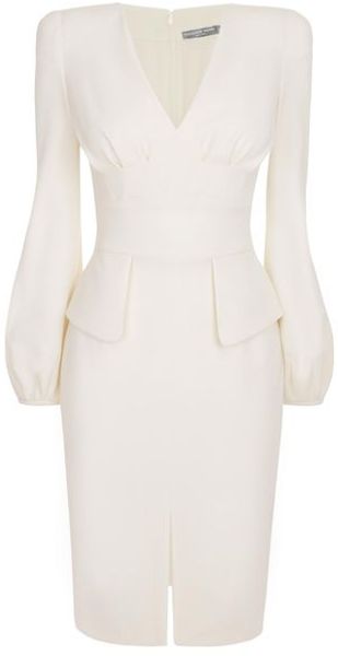 Alexander McQueen  Bell Sleeve Wool Crepe Pencil Dress - Lyst