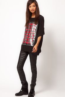 ASOS Collection Skinny Leather Trouser with Biker Detail - Lyst