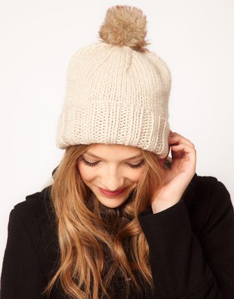 Asos Faux Fur Pom Boyfriend Beanie - Lyst