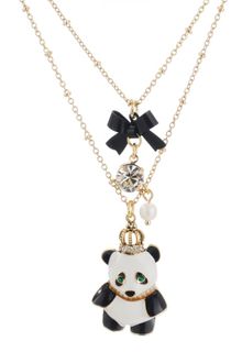 Betsey Johnson Panda Double Row Necklace - Lyst