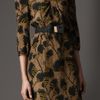 Burberry Printed Silk Dress in Green (dark camel) - Lyst