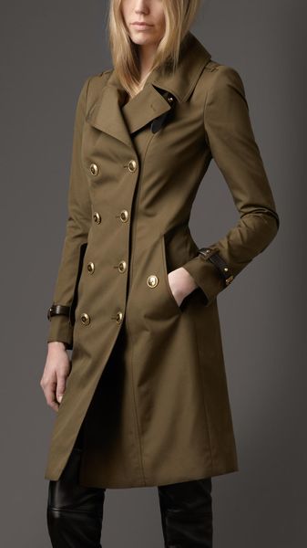 Burberry Leather Detail Coat - Lyst