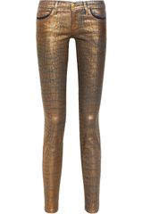 Current/Elliott The Ankle Skinny Metallic coated Lowrise Skinny Jeans